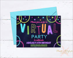 Virtual Party Invitation Zoom Invitation Glow Virtual Party Invitation Zoom Party Neon Rainbow Zoom Birt In 2020 Virtual Party Photo Invitations Party Invitations