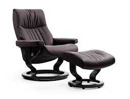 Stressless Crown Recliner In Cori Leather Color Brown With Classic Base Wood Color Black With Ottoman Availab Ekornes Stressless Recliner Chair Ekornes