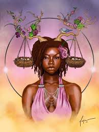 Libra Afrocentric Artwork Astrology Zodiac Wall Art Birthday Etsy Libra Art Black Girl Magic Art Black Girl Art