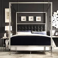 Http Www Neo Decor Com Wp Content Uploads 2015 08 Bedroom Silver Stainless Steel Canopy Bed With Black Leather Queen Canopy Bed Canopy Bed Leather Headboard