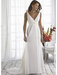 Elegant Sheath V Neck Empire Waist Chiffon Wedding Dress For Bride Ruffle Wedding Dress Online Wedding Dress Wedding Dresses With Straps