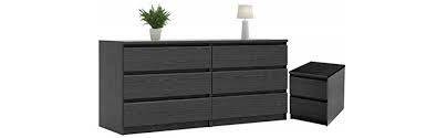 Wooden accent end side table 3 drawer dresser nightstand modern bedside table with drawers sofa side table storage organizer cabinet for hallway,living room and bedroom white $123.99 $ 123. Amazon Com Home Square 2 Piece Dresser And Night Stand With Drawers In Black Woodgrain Furniture Decor
