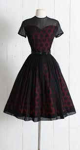 Vintage 1950s Dress Vintage 50s Red Black Illusion Polka Dot Vintage Black Dress Vintage Clothes Women Vintage Dresses