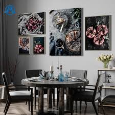 Choose your favorite dining room paintings from 5,674 available designs. Food Kitchen Poster Wall Art Canvas Print Blueberry Pie Pomegranate Apple Painting Decorative Picture Modern Dining Room Decor Nordic Wall Decor
