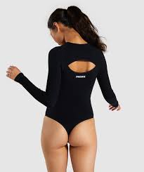 Astr the label low v open back bodysuit. Gymshark Power Down Long Sleeve Bodysuit Black Gymshark