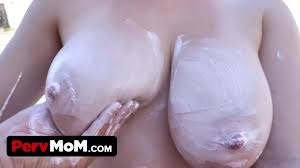 Mommy needs sunscreen on her tits, stepson come help me!