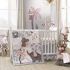 Amazon Com Lambs Ivy Calypso 4 Piece Crib Bedding Set Pink Gray Gold Animals Jungle Baby