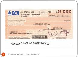 Kode bank bca dan bca syariah. Contoh Cek Dan Bilyet Contoh Oi