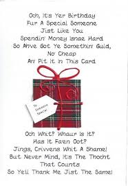Scottish Birthday Card Poem Parcel Scottish Quotes Scottish Poems Birthday Verses