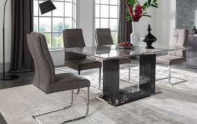 A current trend is to use a bench instead of two chairs, for example, in a 6 seater dining table , you can replace two chairs with a single bench that can seat. Donatella Grey Marble Dining Table 1600mm 6 Chairs