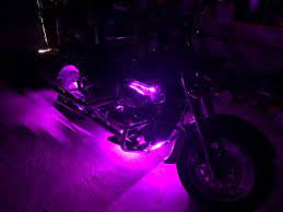 Motorcycle With Purple Strip Lights Motorcycle Led Lighting Purple Motorcycle Dark Purple Aesthetic