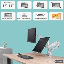 5 out of 5 stars. Putorsen Premium Pc Dual Monitor Arm Stand Desk Mount Bracket Mechanical Powered With Height Adjustable Full Motion Double Arm Desktop Clamp Mount For 17 32 Lcd Led Screens Vesa 75 100mm Up To 8kg