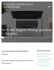 Aug 22, 2018 · (2) question number ao2: Eng 2019 Paper 2 Q5 English Language Literature Hkdse October 1 2019 2019 Dse English Writing Question 5 Sample By Wendy Chan English Language Course Hero