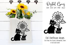 Caluya design's svg cut file & font downloads are 100% free for personal use. Cat With Sunflower And Watering Can Graphic By Digital Gems Creative Fabrica In 2020 Sunflower Design Alphabet Illustration Glitter Digital Paper