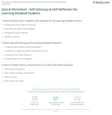 Use it or lose it they say, and that is certainly true when it. Quiz Worksheet Self Advocacy Self Reflection For Learning Disabled Students Study Com