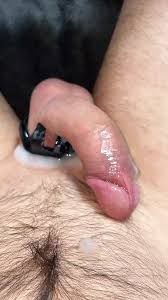 POV releasing chastity cage for sounding cumshot