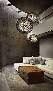 The C U C Me Collection Round Hanging Lamp Features The Charming Beauty Of Woven Wire Dipped Rustic Living Room Design Living Room Lighting Rustic Living Room