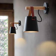 Tioka Black Wall Light For Bedroom Wooden Lanterns Wall Lamp Wall Mounted Lamps