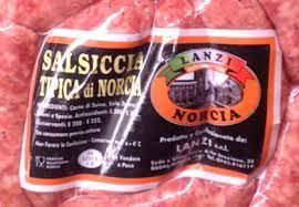 Norcia sausages, a famous local specialty. Norcia Sausages Typical Salsiccia Cod 1933