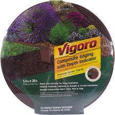 Even though a nicely edged lawn when you visit your local garden center or home improvement store, you will see there are types of edging create the look of brick or stone without the hassles of weeds that tend to grow up through real ones. Vigoro 20 Ft Premium Brown Composite Edging 903001vg The Home Depot