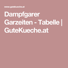 Dampfgarer Garzeiten Tabelle Dampfgarer Dampfgarer Rezepte Dampfgaren