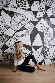 Black And White Geometric Wall Design Geometric Shapes Mural Abstract Art Triangle Wallpaper Etsy Large Wall Murals Watercolor Mural Geometric Wall