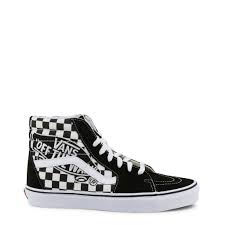Black And White Checkered Vans High Tops Vans Sneakers Unisex Black White Red Brown Sk8 Hi Vn0a38 Vans Sk8 Black Sneakers Sneakers