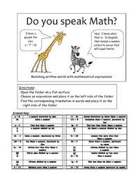 Do You Speak Math Writing Numerical Expressions From Written Words Numerical Expression Mathematical Expression Math Writing
