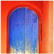 Maybe Some New Building Decor Orange And Blue Blue Door Orange Walls Beautiful Doors