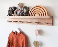 Wall Coat Rack With Shelf Kids Nursery Shelf Peg Rail Peg Etsy Kids Room Shelves Coat Rack Wall Timber Shelves