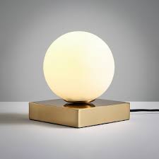 Milky Glass Ball Table Lamp Modern Fashion 1 Head Desk Lamp With Rectangle Metal Base In 2020 Modern Table Lamp Table Lamp Lamp