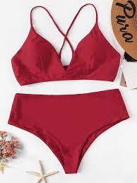 Shein Plus Criss Cross Top With High Waist Bikini High Waisted Bikini Bikinis Criss Cross Top
