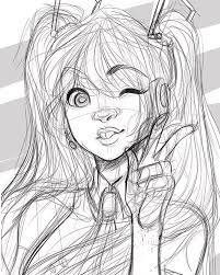 Here Is The Sketch Of My Hatsune Miku Painting Drawing Sketch Sketching Doodle Sketchbook Digitalart Art Drawings Art Poses Portrait Drawing Charcoal