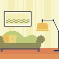 Relaxed white man sitting in a chair with food at his side and pointing a remote at a flat screen tv #1272910 by djart. Background Of Living Room Clipart Images