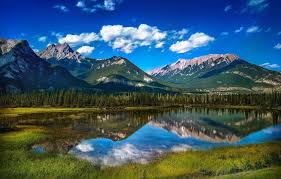 Nature Photography Landscape Mountains Lake Reflection Grass Forest Summer Blue Jasper National Park Alberta Canada Hd Wallpapers Desktop And Mobile Images Photos