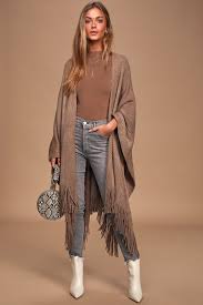 Phillipa Taupe Knit Poncho