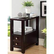 A wonderful idea if you're trying to squeeze as much storage space as possible in a small nightstand is to have a system of corner shelves. Modhaus Living Modern Narrow Nightstand Side Table Wooden