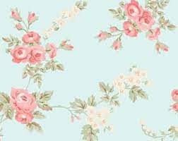 Light Blue Shabby Cottage Chic Wallpaper Faded Cabbage Rose Etsy Shabby Chic Cottage Chic Wallpaper Shabby Cottage