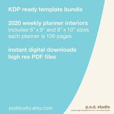 2020 Weekly Planner Interior Template Bundle 6 X 9 And 8 X 10 Amazon Kdp Ready Instant Digital Pdf Downloads Personalised Kids Passover Seder Plate Seder