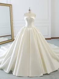 Silhouette Ball Gown Hemline Floor Length Neckline Strapless Fabric Satin Shown Color Ivory Sleeve St White Ball Gowns Ball Gowns Wedding Wedding Dresses Satin
