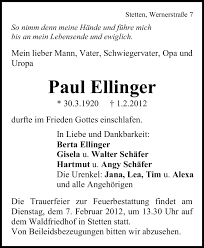 Traueranzeigen von Paul Ellinger
