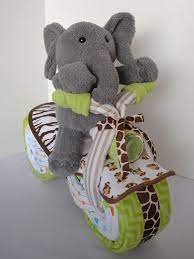 Motorcycle Diaper Cake Baby Shower Gift 2 Wheeler Baby Boy Gift Elephant Stuffed Animal Jungle New Baby Gateaux De Langes Jouet Bebe Cadeau Garcon