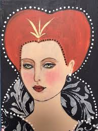 Queen of the Night, Goth Lady, Divine Feminine, Dark Mother, Divine Mother  of Darkness, Halloween, Original Painting, Small Collage Painting