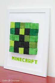 This painting is based on a minecraft screenshot, with the grass block and a 3d skull added on top. Diy Kids Wall Art Minecraft Creeper