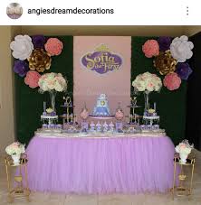 1st Birthday Cake Table Decoration Ideas Sofia The First Birthday Party Dessert Table And Decor Decoracion Fiesta Princesa Sofia Princesa Sofia Fiesta Decoracion Princesa Sofia