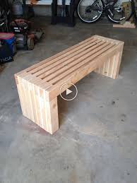 You can find ana's free building plans for the blue garden bench here, the swing bench here, and the wood bench with back here. Easy 2x4 Slatted Bench Ana White Slat Bench Diy Projects Simple Benches Pallet Projects Furniture Diy Outdoor Furniture