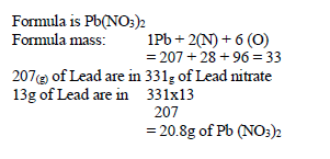 What Mass Of Lead Ii Nitrate Could Contain 13g Of Lead