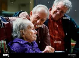 Doris Sperber, 109 is joined by two of her four sons, Steve, 80, and David,  74 at the Jewish Home of San Francisco,
