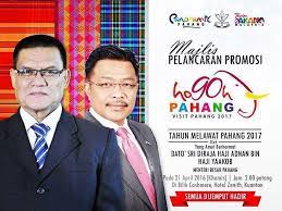 Sempena tahun melawat pahang (tmp) 2017, kerajaan negeri menyasarkan kehadiran 1 juta pelancong china ke negeri ini. Facebook