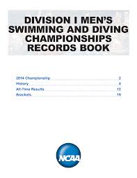 DIVISION I MEN'S SWIMMING AND DIVING CHAMPIONSHIPS RECORDS BOOK